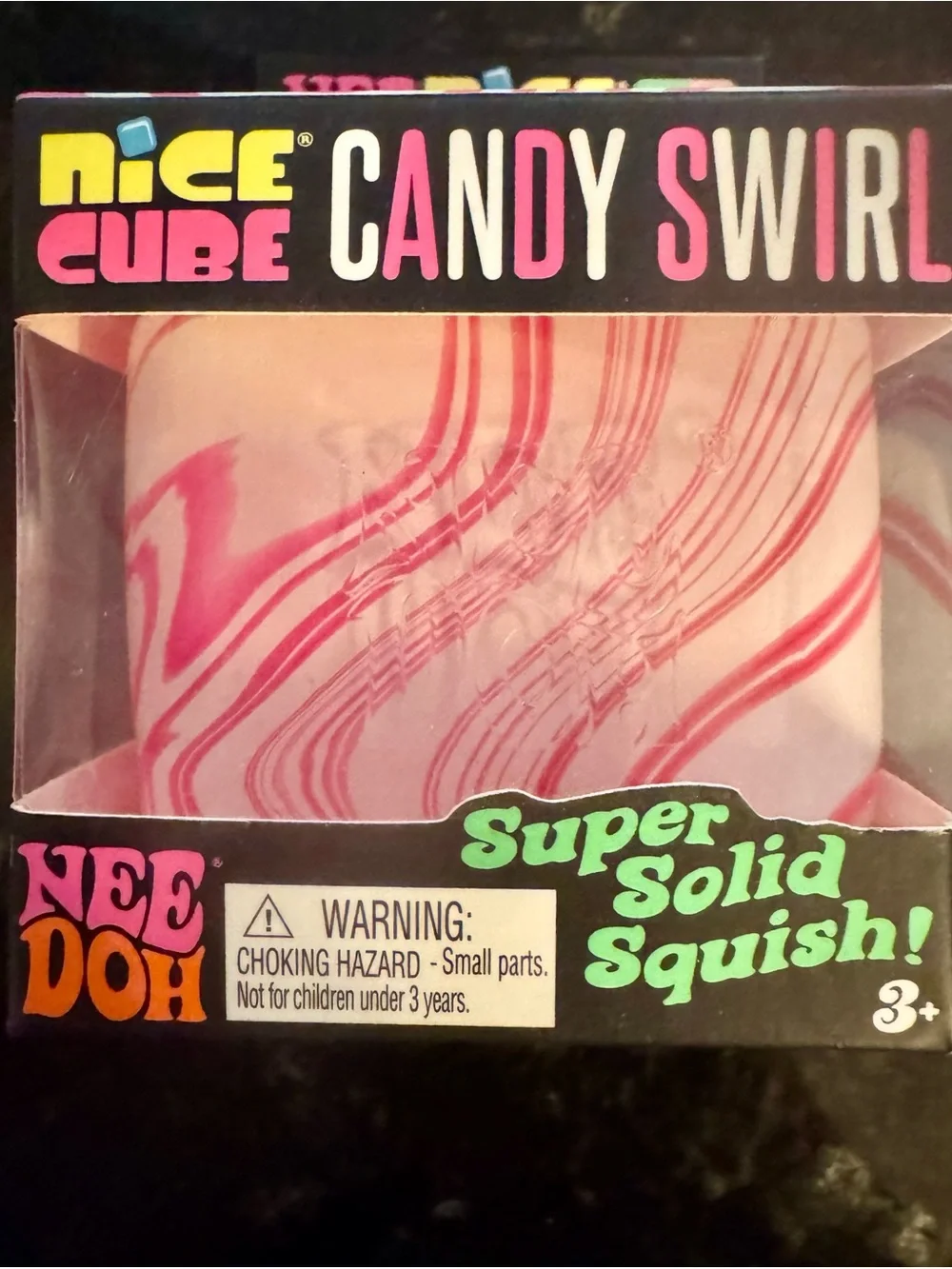 Needoh Nice Cube Candy Swirl- Pink & White Swirl